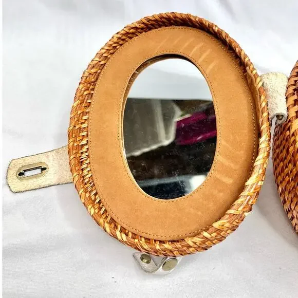 Patricia Nash Caselle Basket Bag Vintage Inspired White Leather Rattan Handbag - Picture 8 of 12